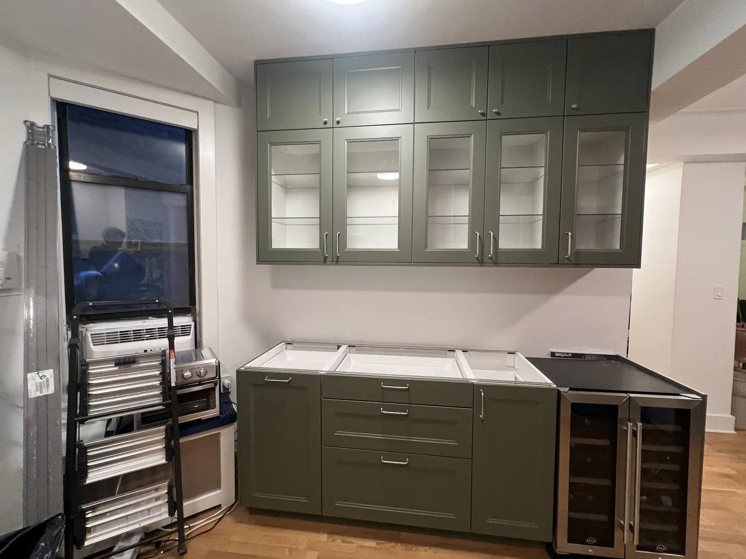 Sage Green Kitchen with Wine Storage